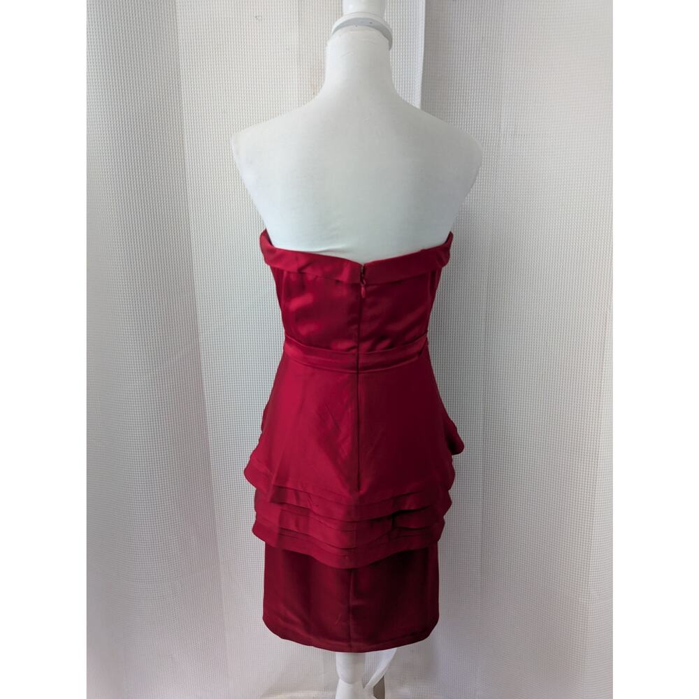 BCBGMaxAzria Red Strapless Ruffled Cocktail Dress - Picture 5 of 8